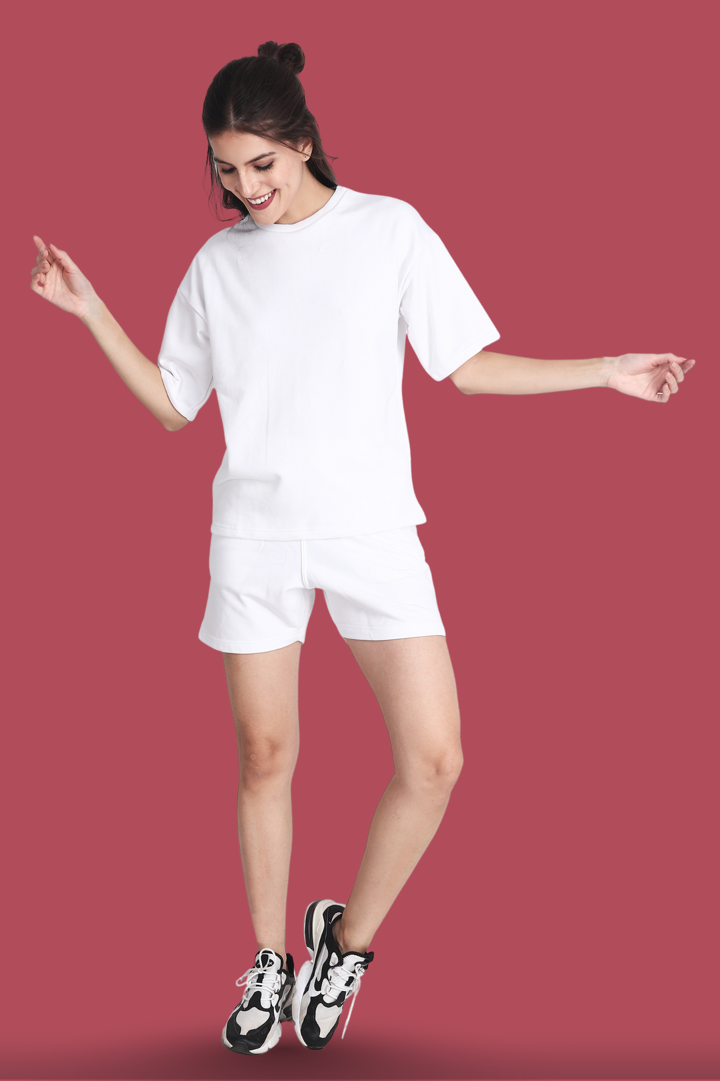 White Unisex Oversized T-shirt & Shorts Co-ord Set - BURBENT®