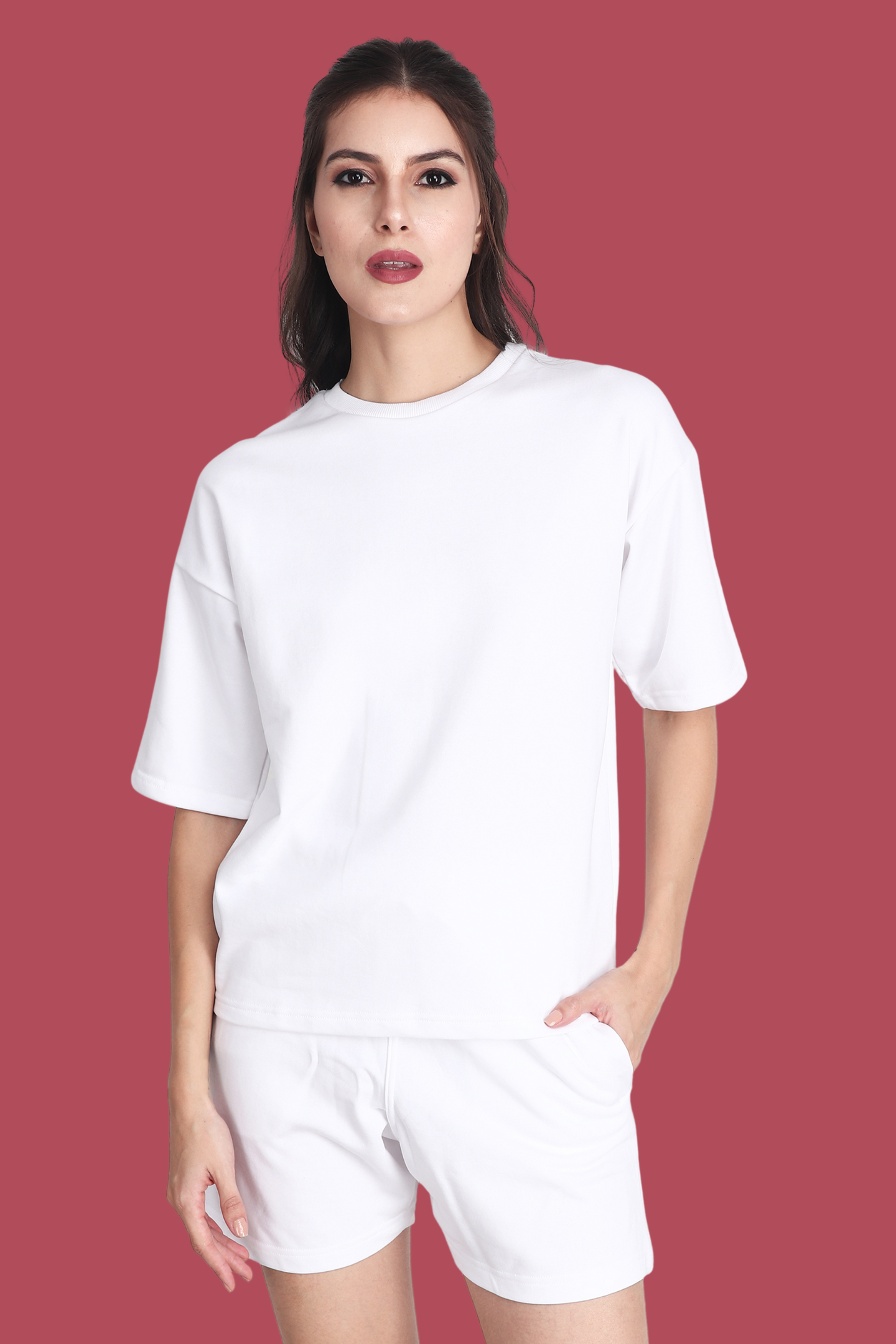 White Unisex Oversized T-shirt & Shorts Co-ord Set - BURBENT®