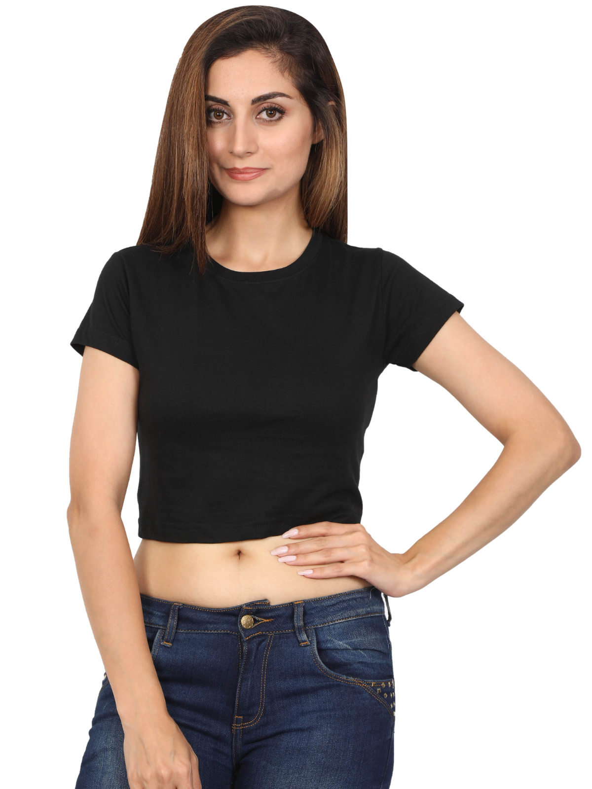 Black Crop Tshirt for Women - BURBENT®