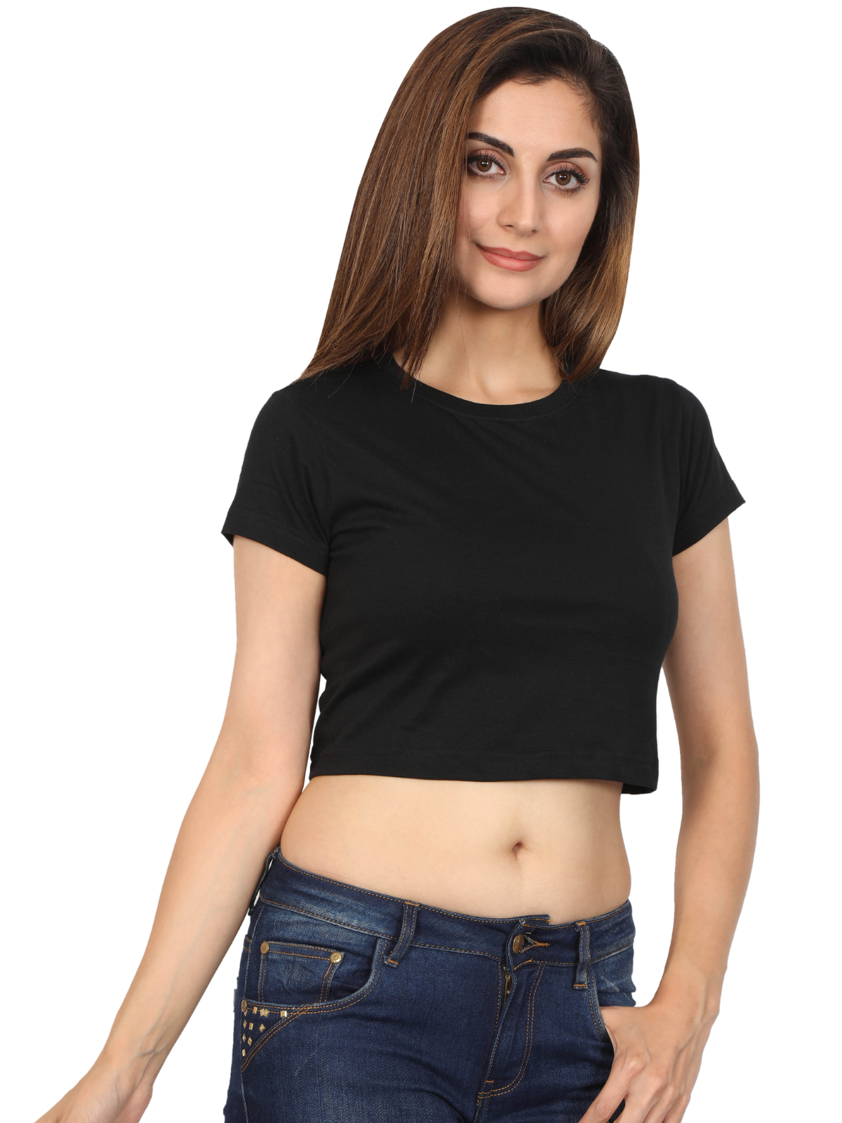 Black Crop Tshirt for Women - BURBENT®