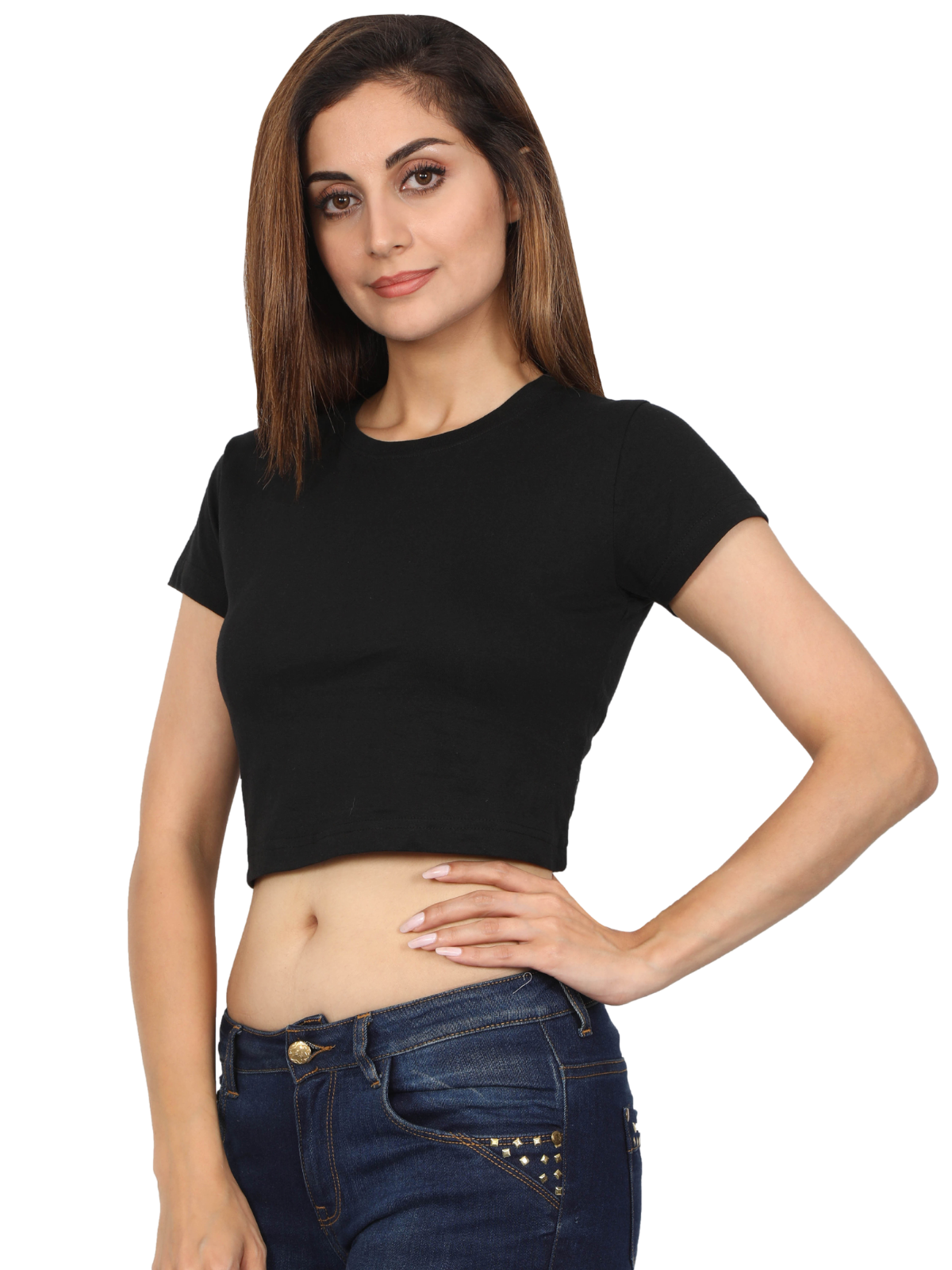 Black Crop Tshirt for Women - BURBENT®