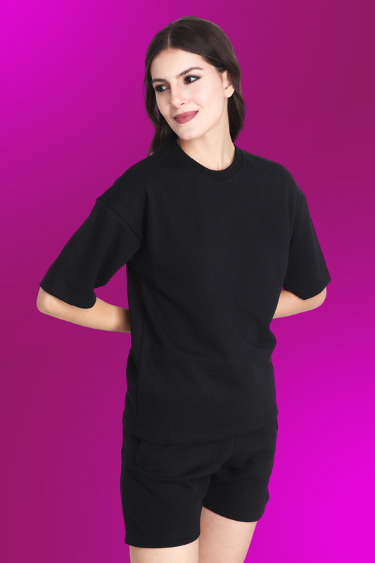 Black Unisex Oversized T-shirt & Shorts Co-ord Set - BURBENT®