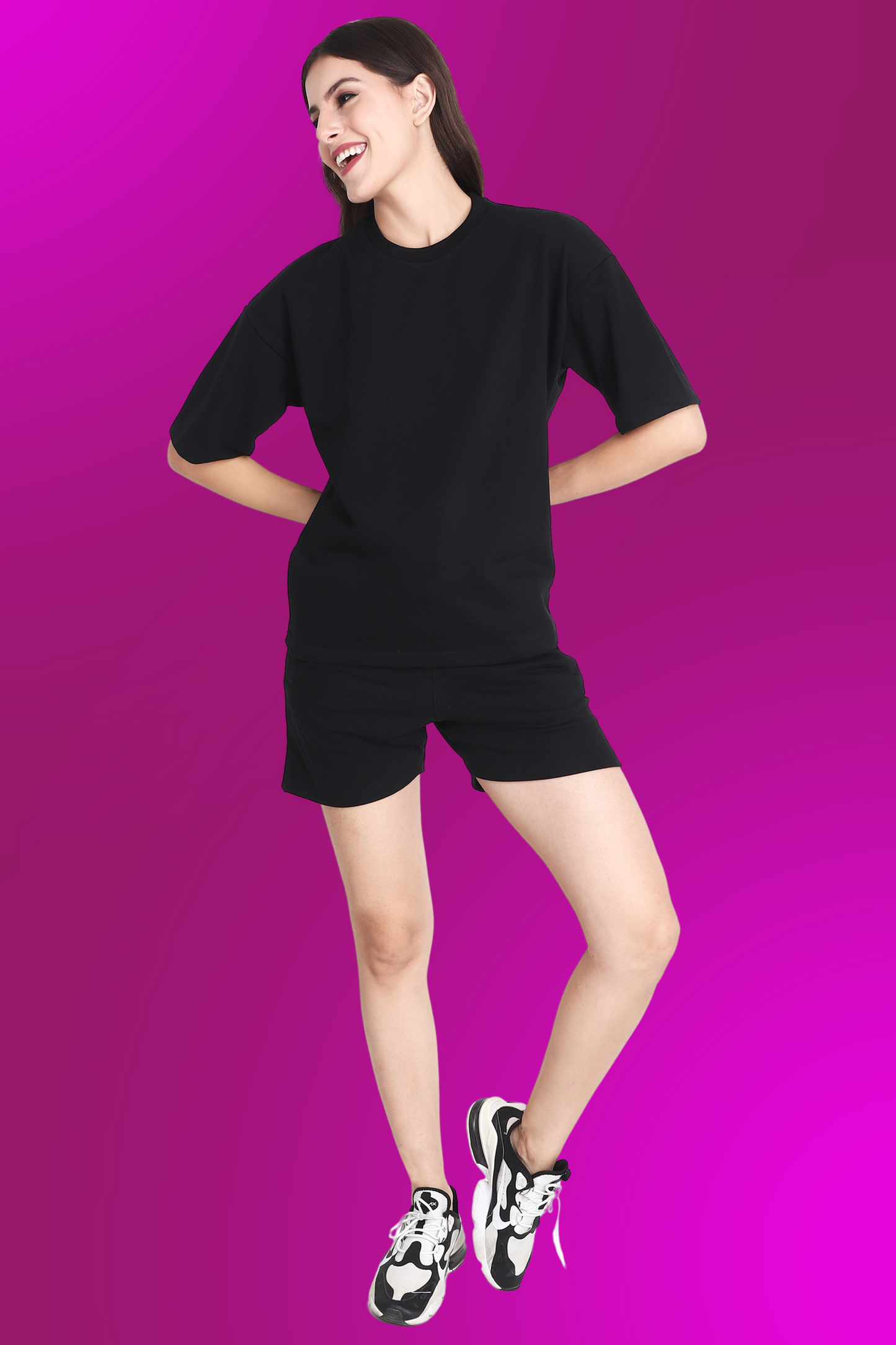 Black Unisex Oversized T-shirt & Shorts Co-ord Set - BURBENT®