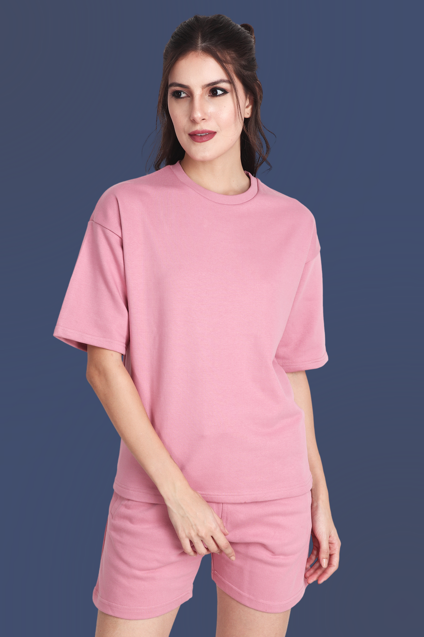 Flamingo Pink Unisex Oversized T-shirt & Shorts Co-ord Set - BURBENT®