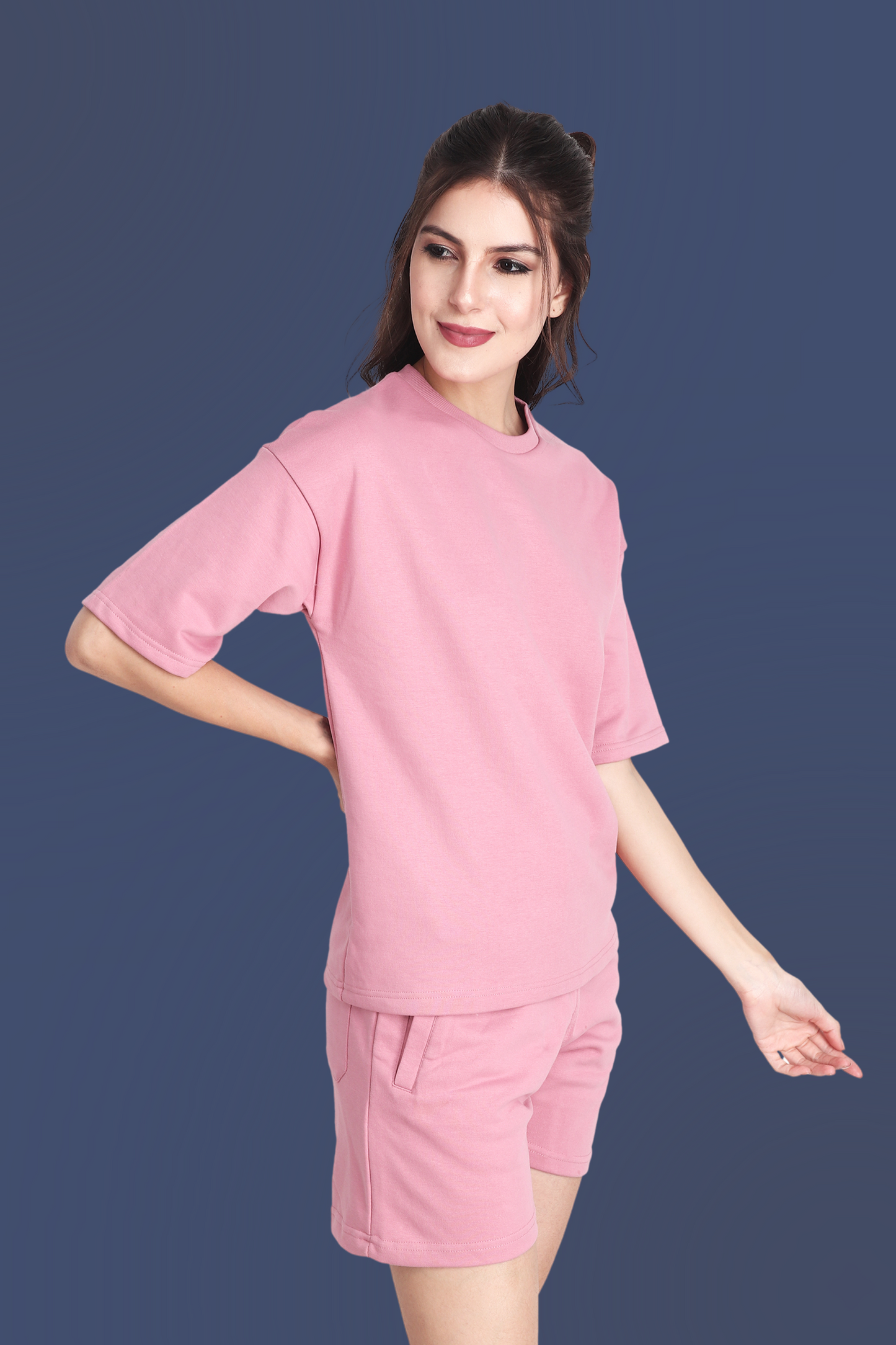 Flamingo Pink Unisex Oversized T-shirt & Shorts Co-ord Set - BURBENT®