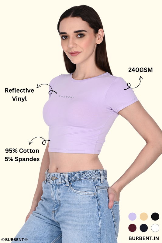 Lavender Fitted Crop Tee for Women