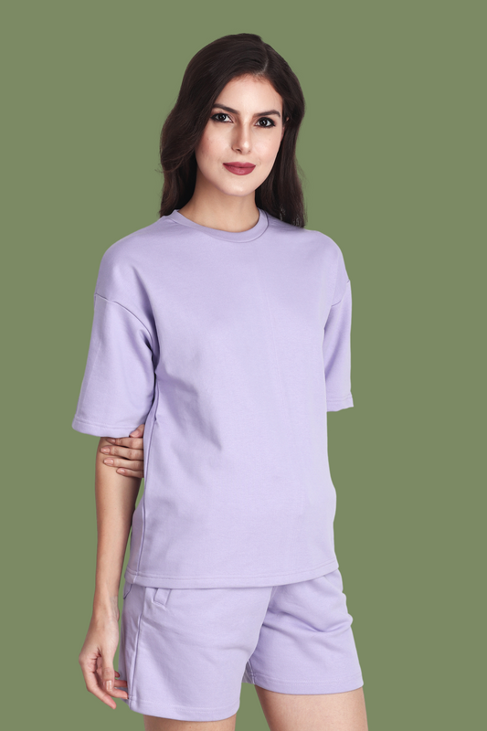 Lavender Unisex Oversized T-shirt & Shorts Co-ord Set - BURBENT®