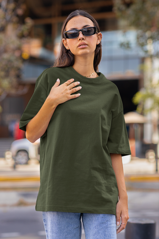 Olive Green Oversized Fit Unisex Tshirt - BURBENT®