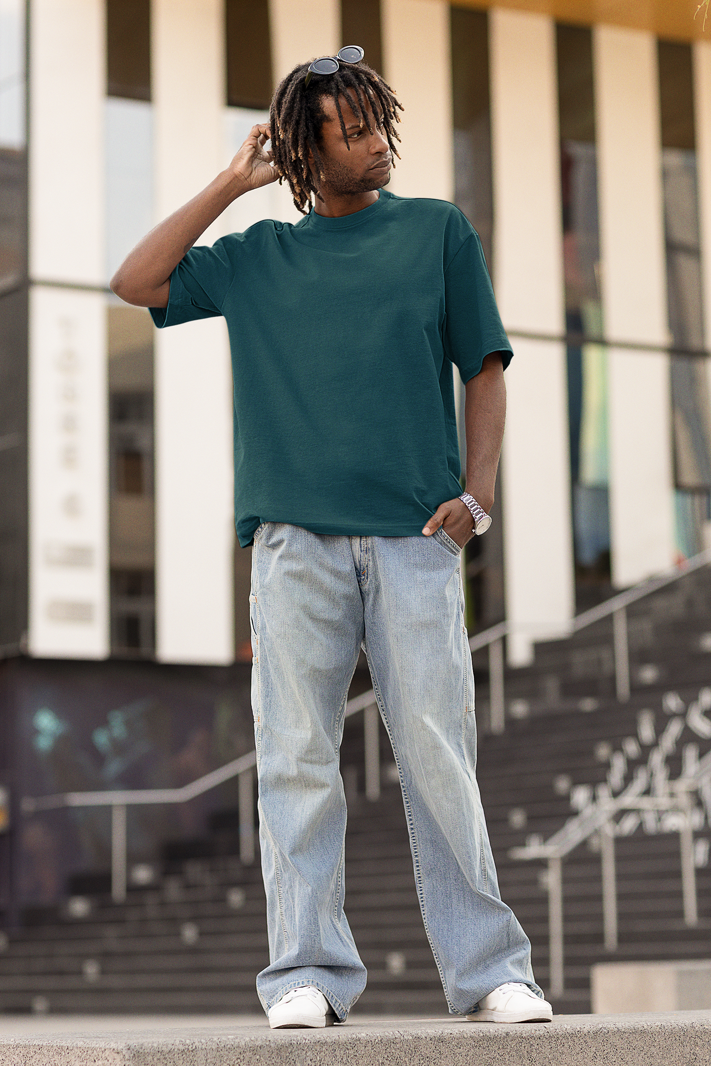 Petrol Blue Oversized Fit Unisex Tshirt - BURBENT®
