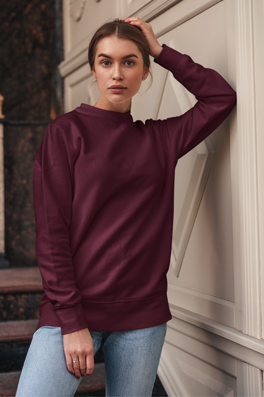 Maroon Unisex Crew Neck Sweatshirt - BURBENT®