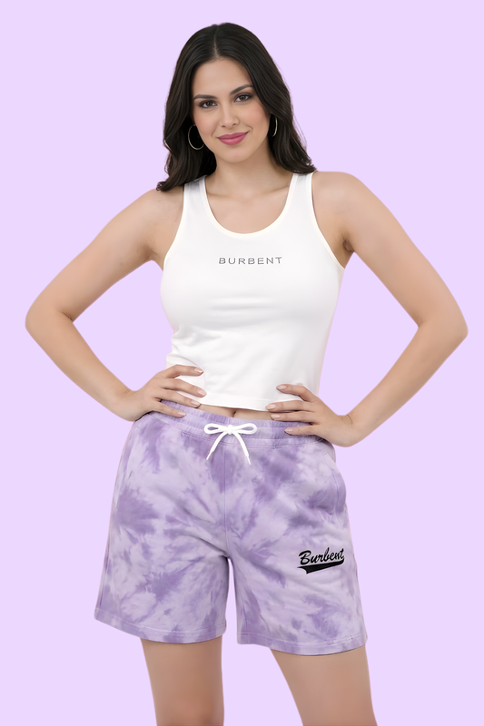 Lavender Tie-Dye Embroidered Shorts