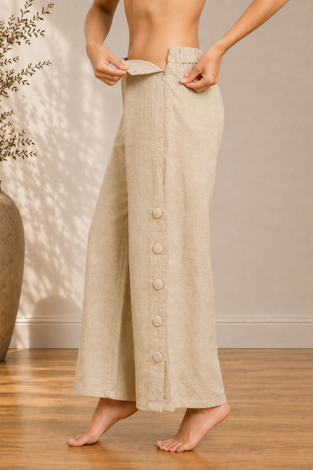 Beige Jute Linen Co-ord Set