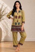 Olive Katha Crepe Silk Co-ord Set