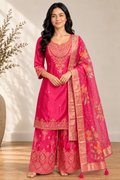Fuchsia Taffeta Zari Elegance Set