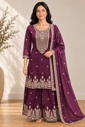 Royal Purple Tussah Silk Kurta Set