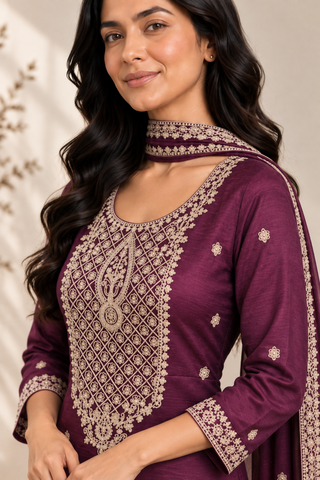 Royal Purple Tussah Silk Kurta Set