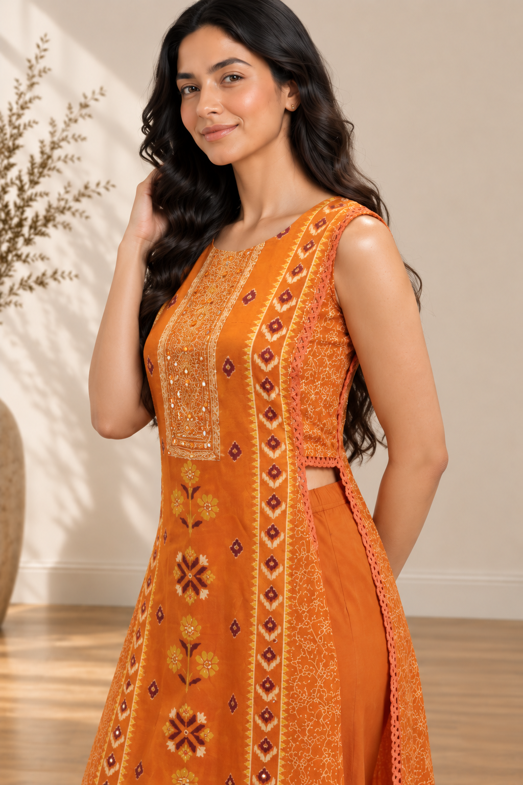Burnt Orange Modal Mirror A-Line Set