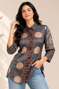 Midnight Mosaic Crepe Silk Shirt