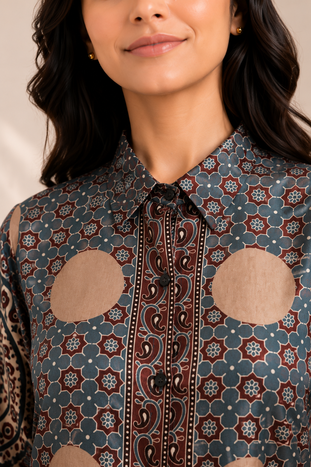 Midnight Mosaic Crepe Silk Shirt