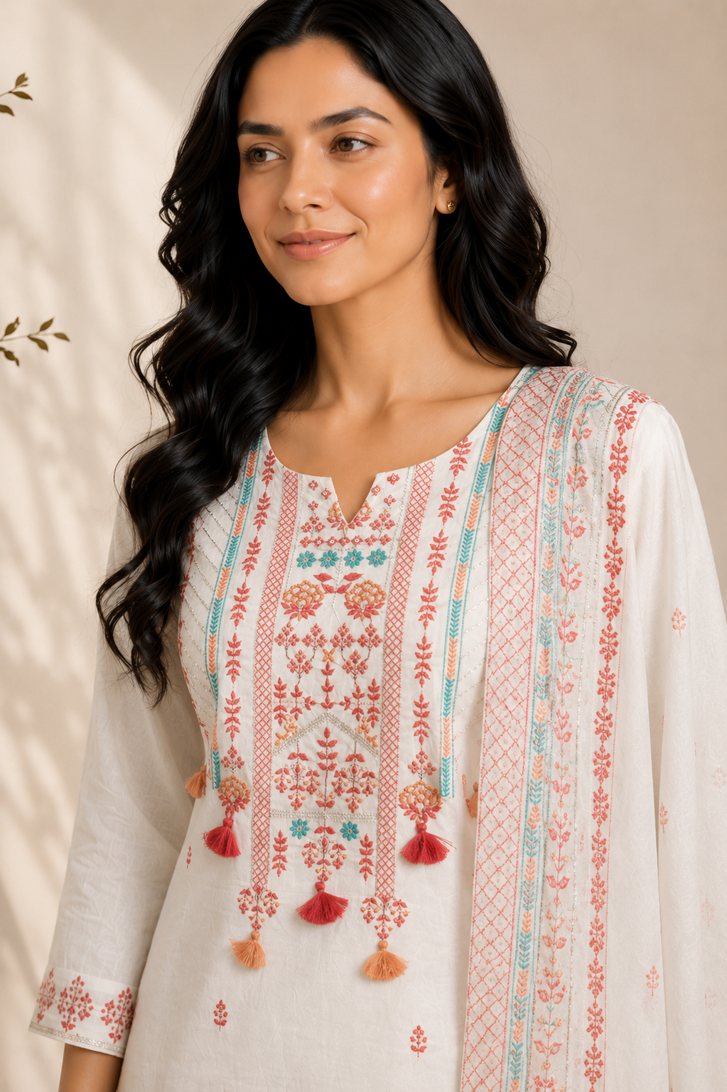 Soft Mulmul Embroidered Suit Set