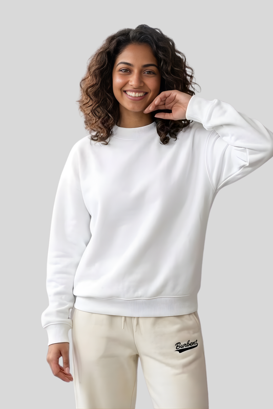 White Unisex Crew Neck Sweatshirt