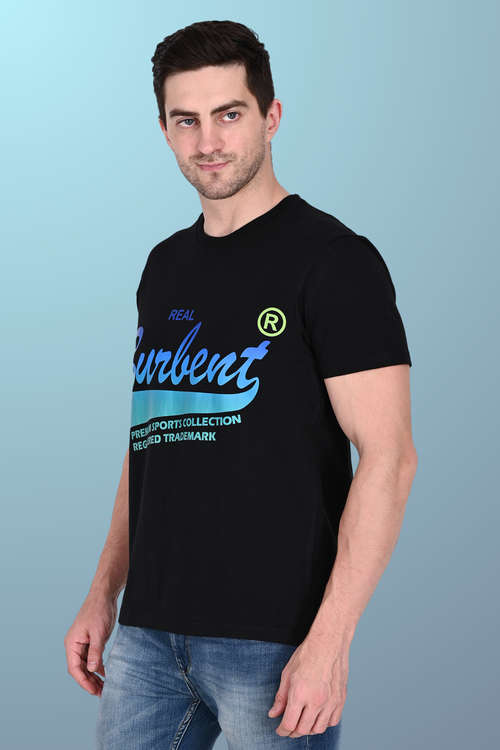 Burbent® Real Gradient Logo Premium Stretch T-Shirt – Black