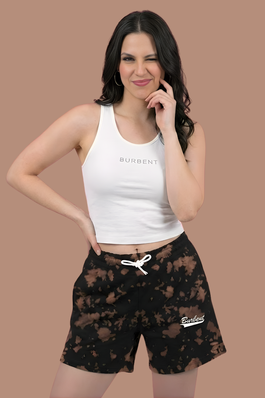 Brown Tie-Dye Embroidered Shorts