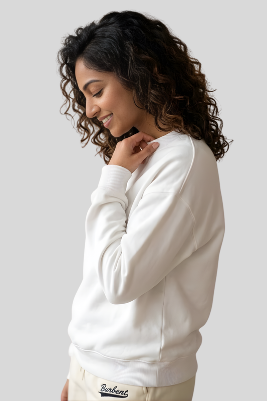 White Unisex Crew Neck Sweatshirt