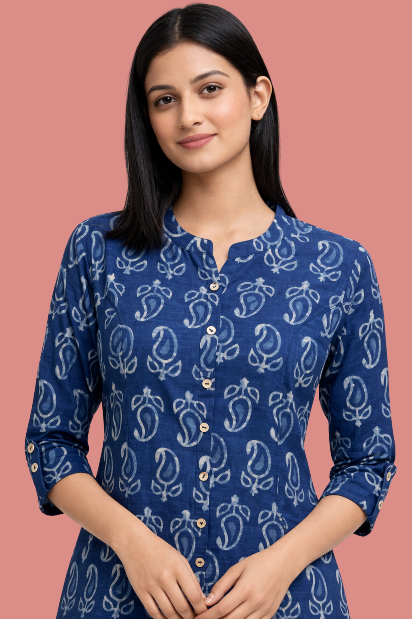 Indigo Hand Block Printed A-Line Kurti