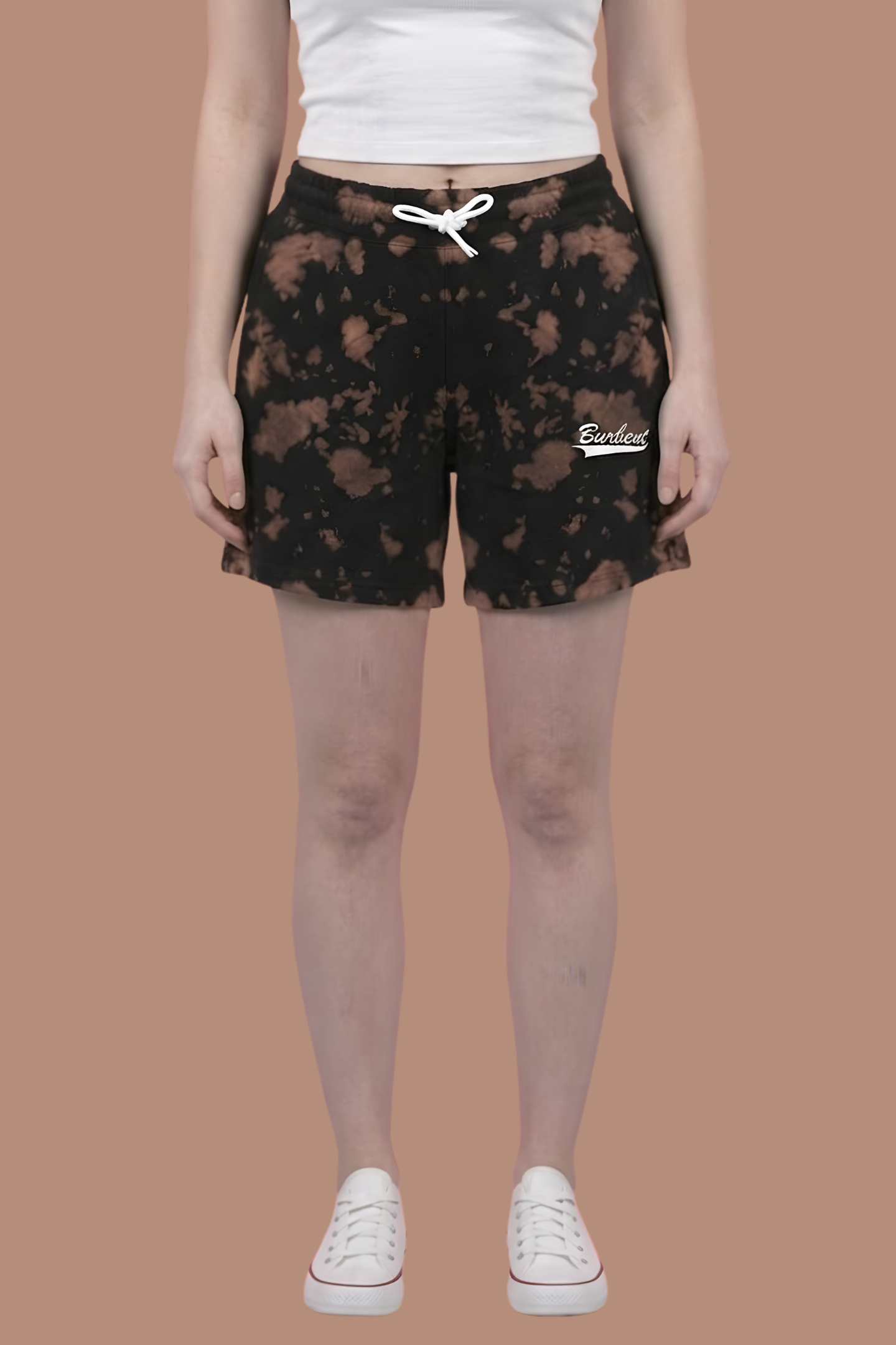Brown Unisex Tie-Dye Shorts