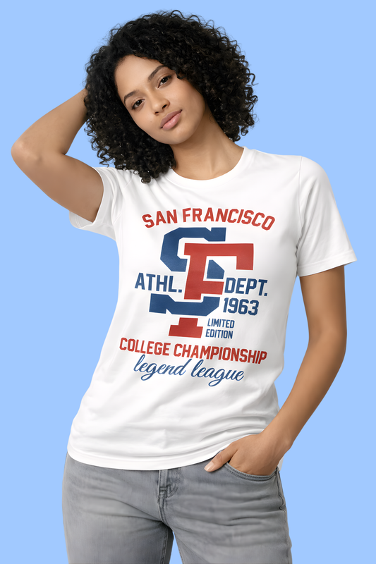 San Francisco College Championship Graphic Premium Stretch T-Shirt – White