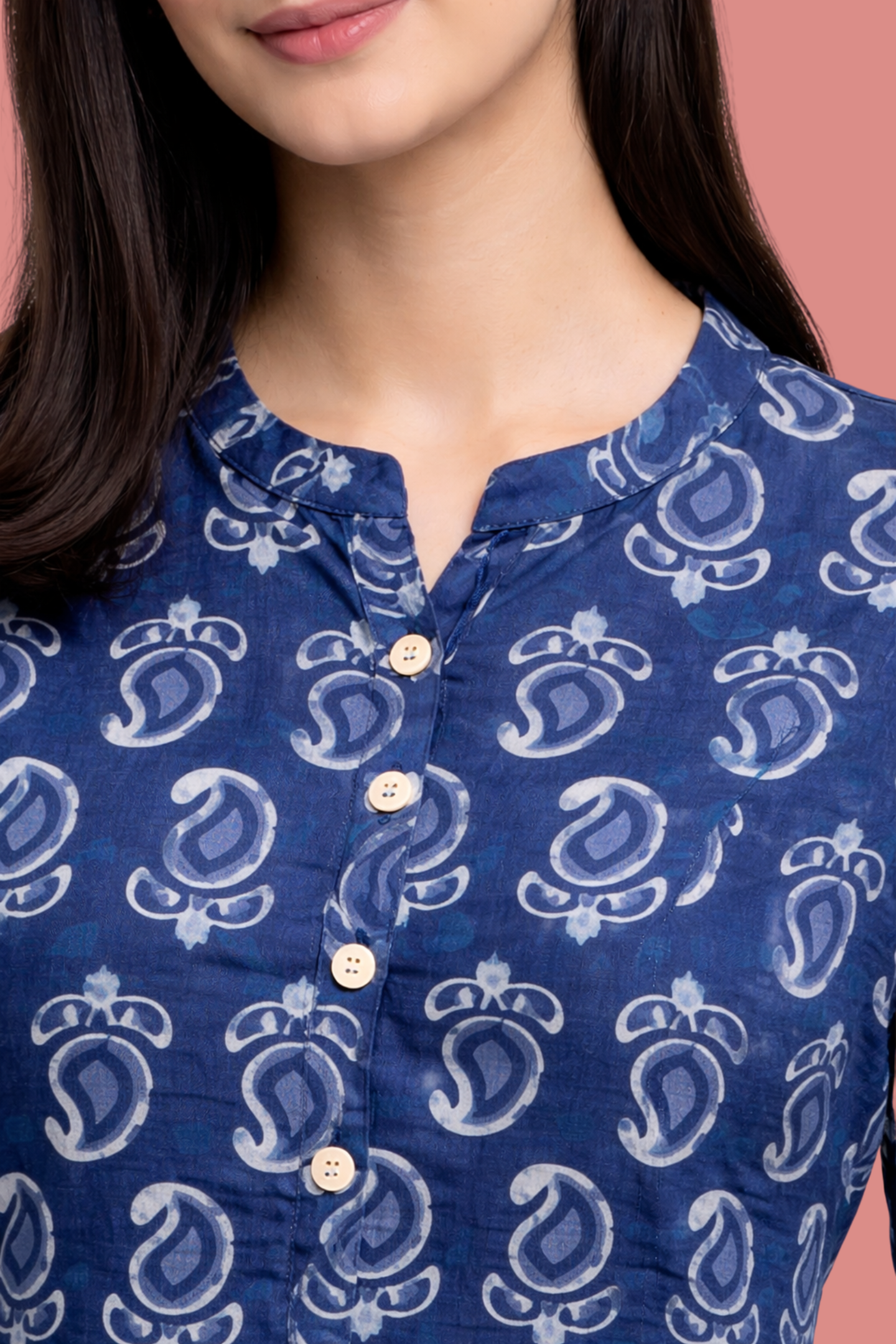 Indigo Hand Block Printed A-Line Kurti