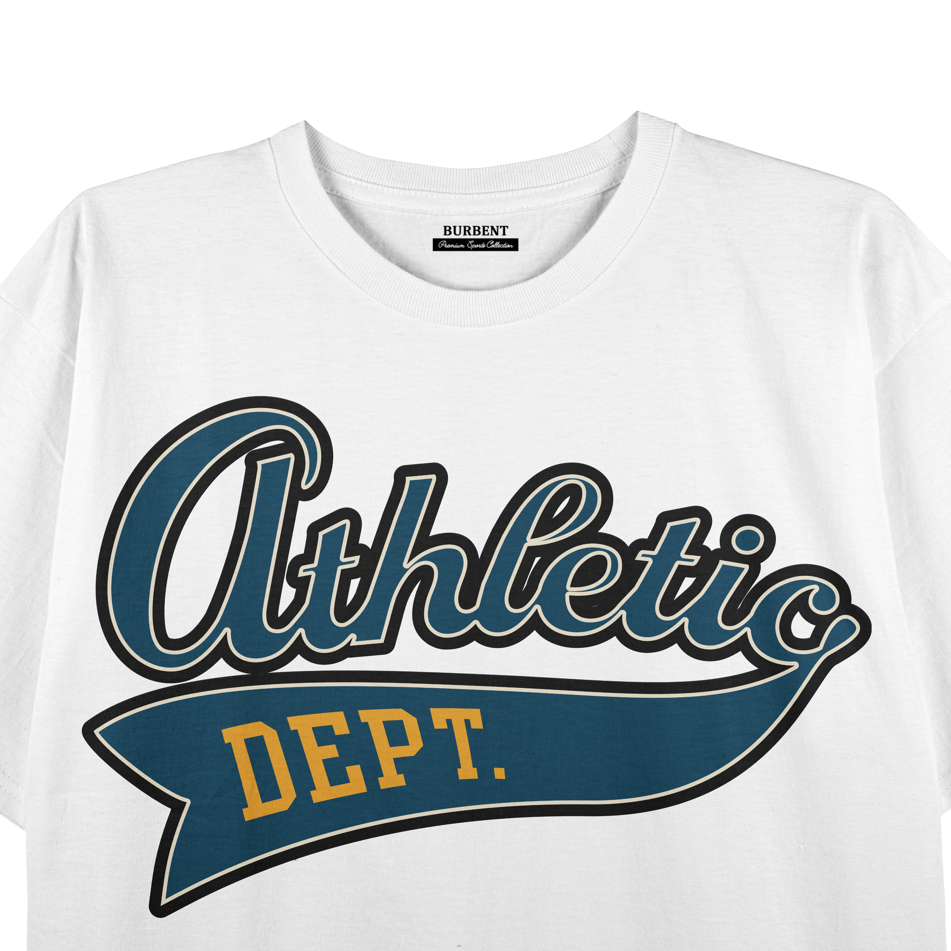 Athletic Dept. Vintage Script Graphic Premium Stretch T-Shirt – White