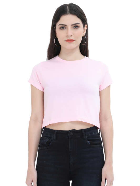 Baby Pink Crop Tshirt for Women - BURBENT®