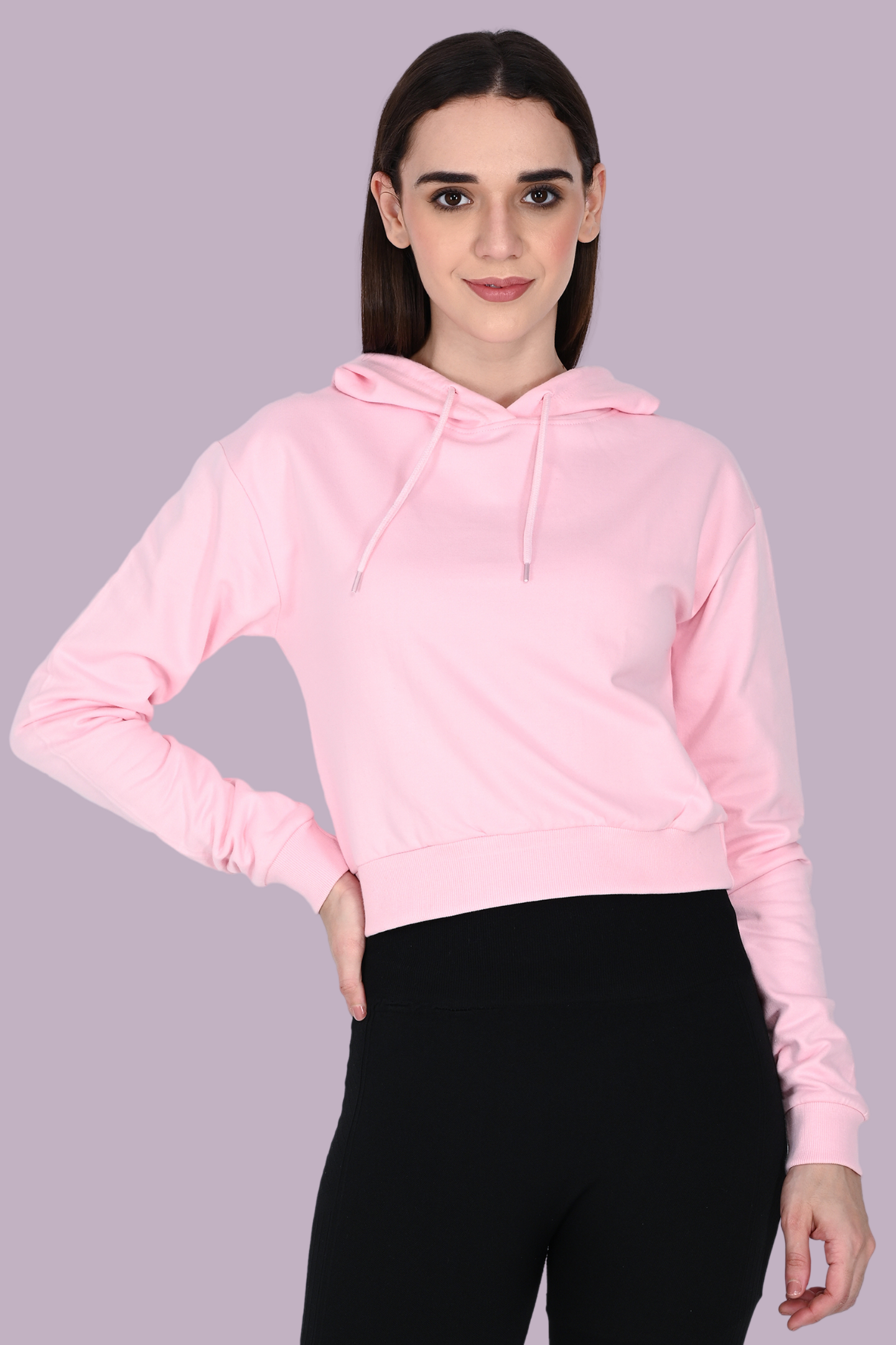 Light Pink Crop Hoodie