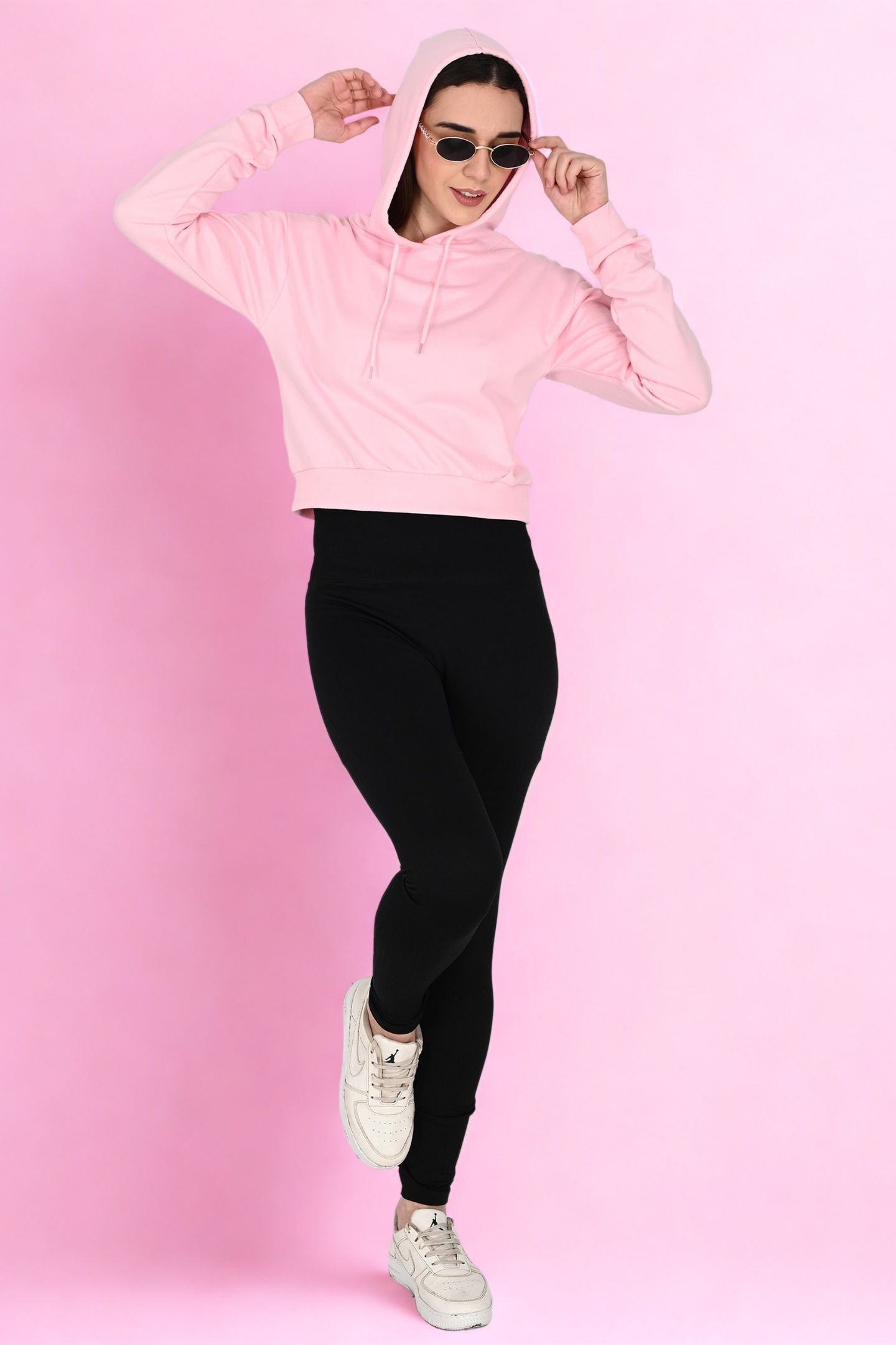 Light Pink Crop Hoodie