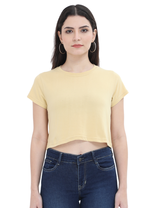Beige Crop Tshirt for Women - BURBENT®