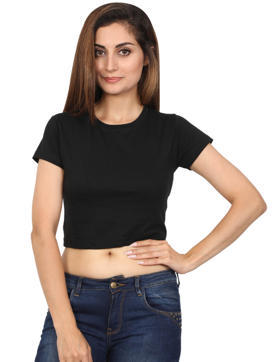 Black Crop Tshirt for Women - BURBENT®