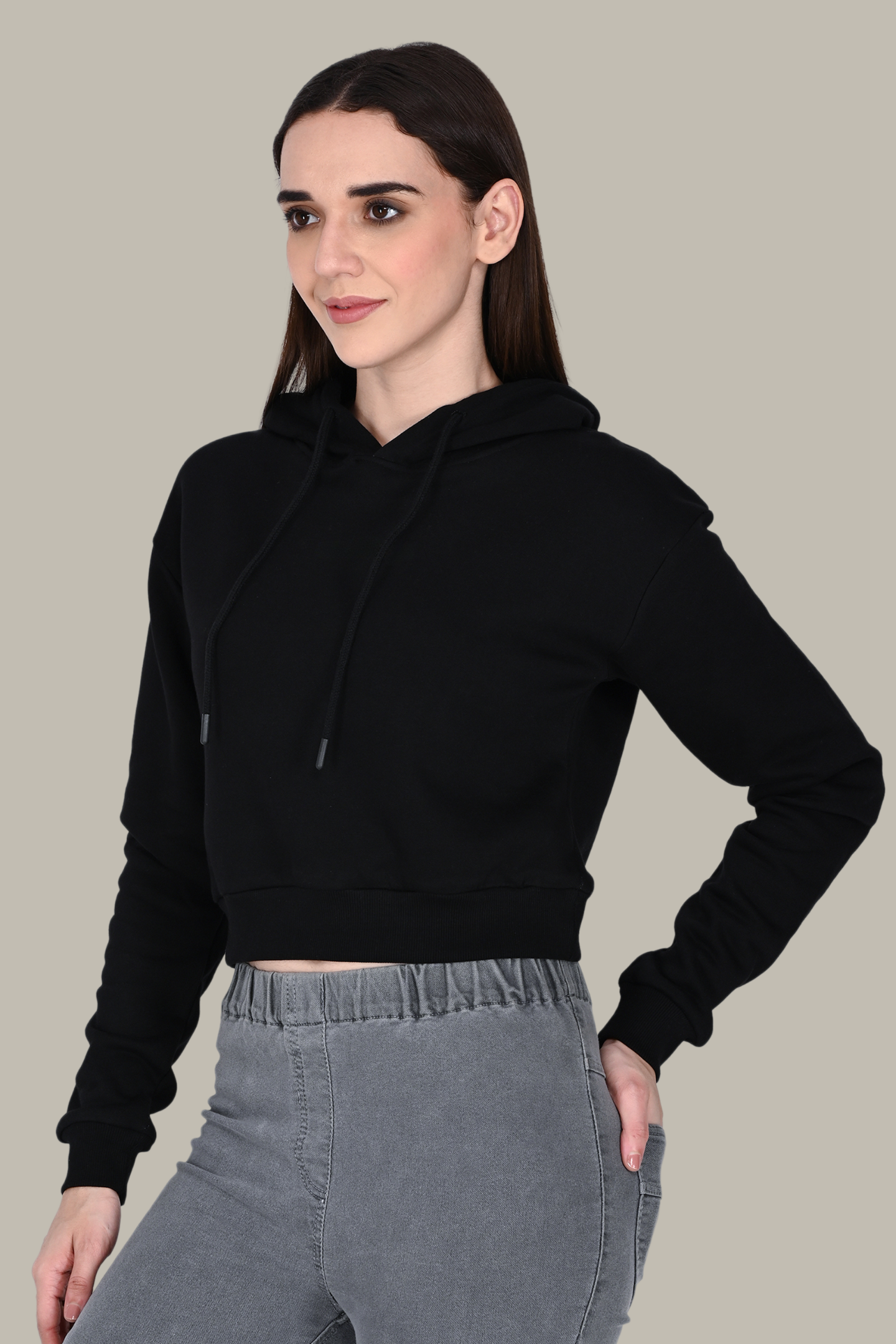 Black Crop Hoodie