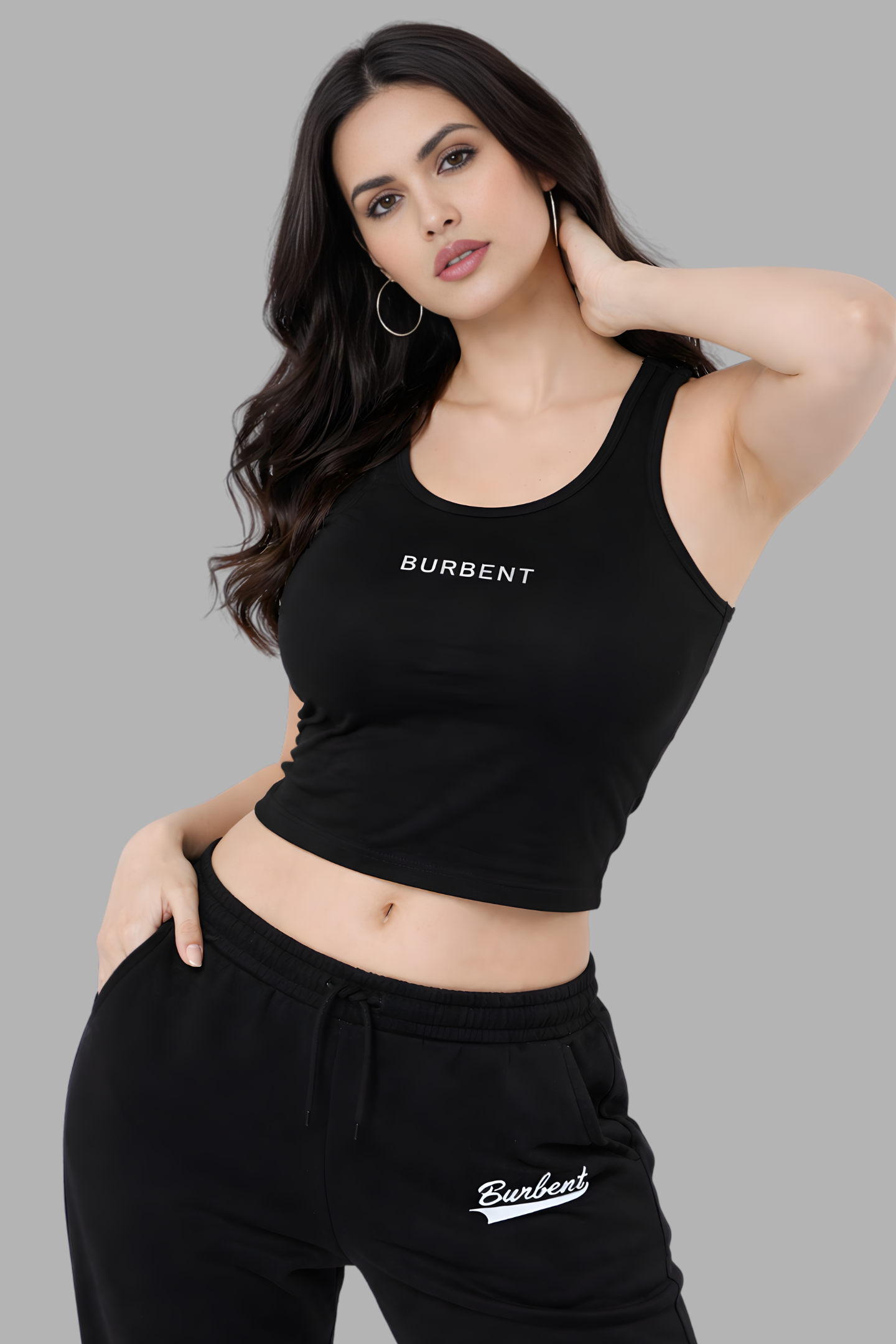 Black Cotton Crop Tank Top