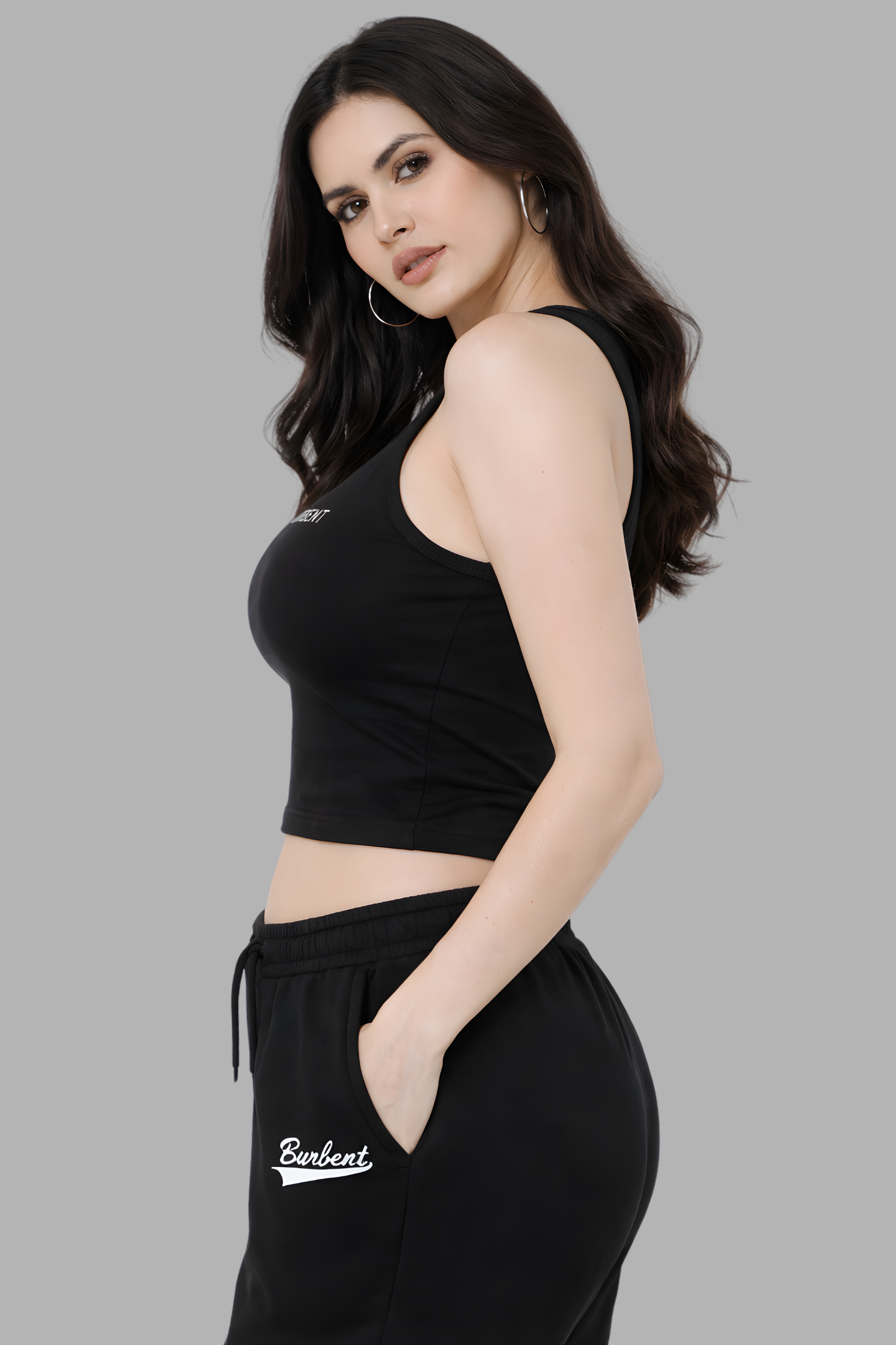 Black Cotton Crop Tank Top