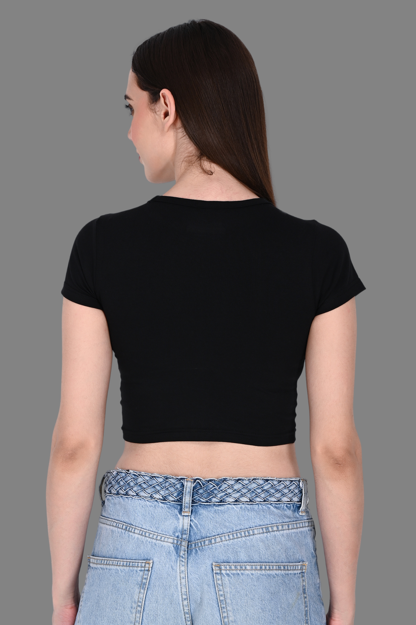 Black Fitted Crop Tee