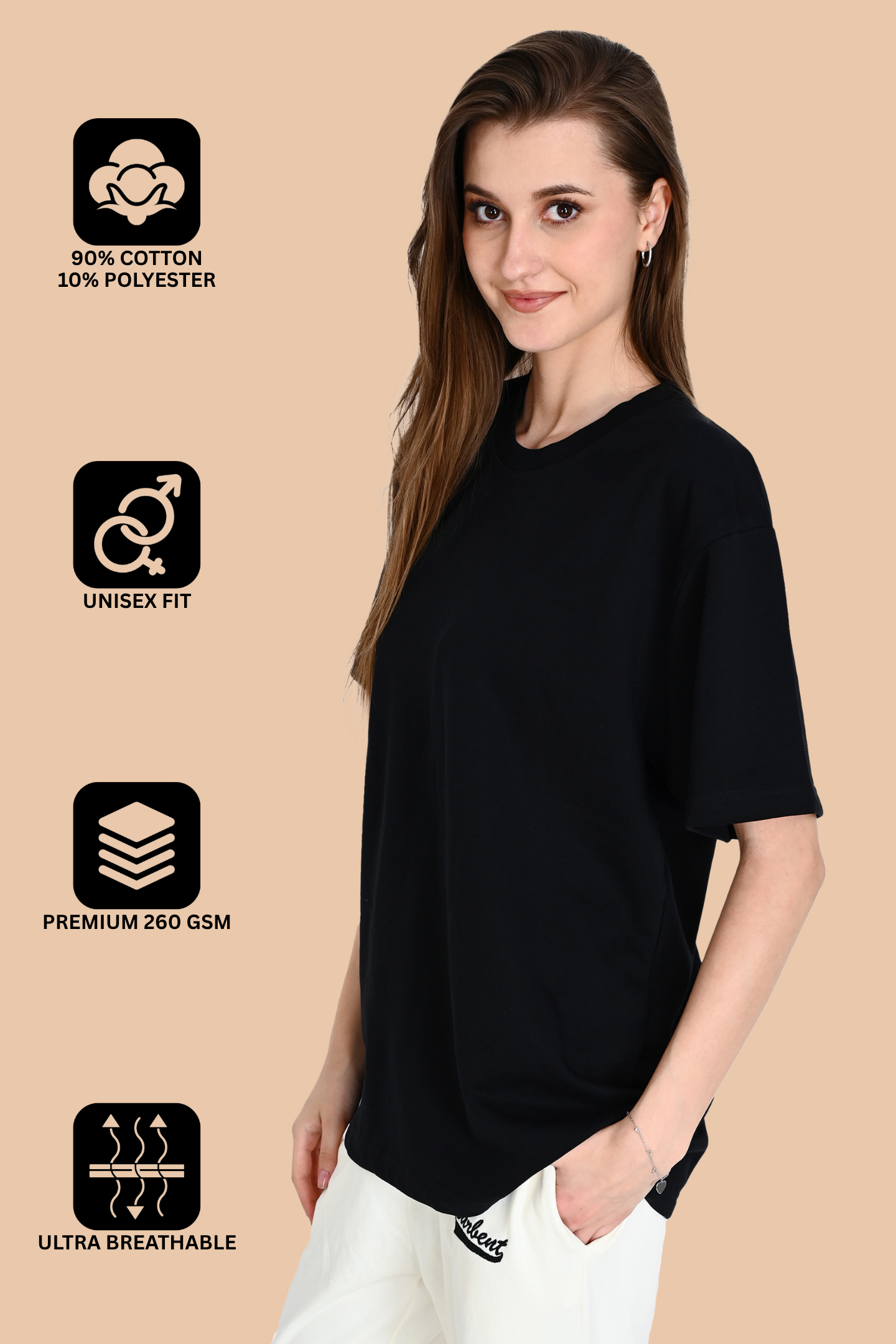 Black Unisex Oversized French Terry T-Shirt