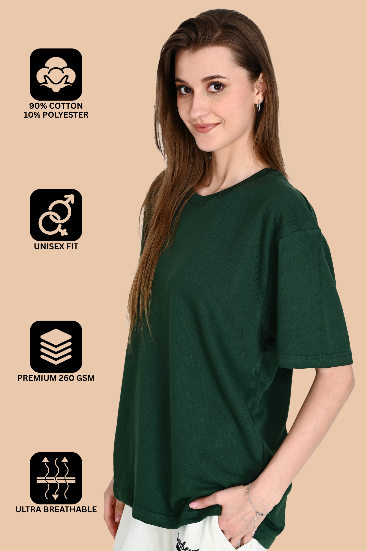 Dark Green Unisex Oversized French Terry T-Shirt