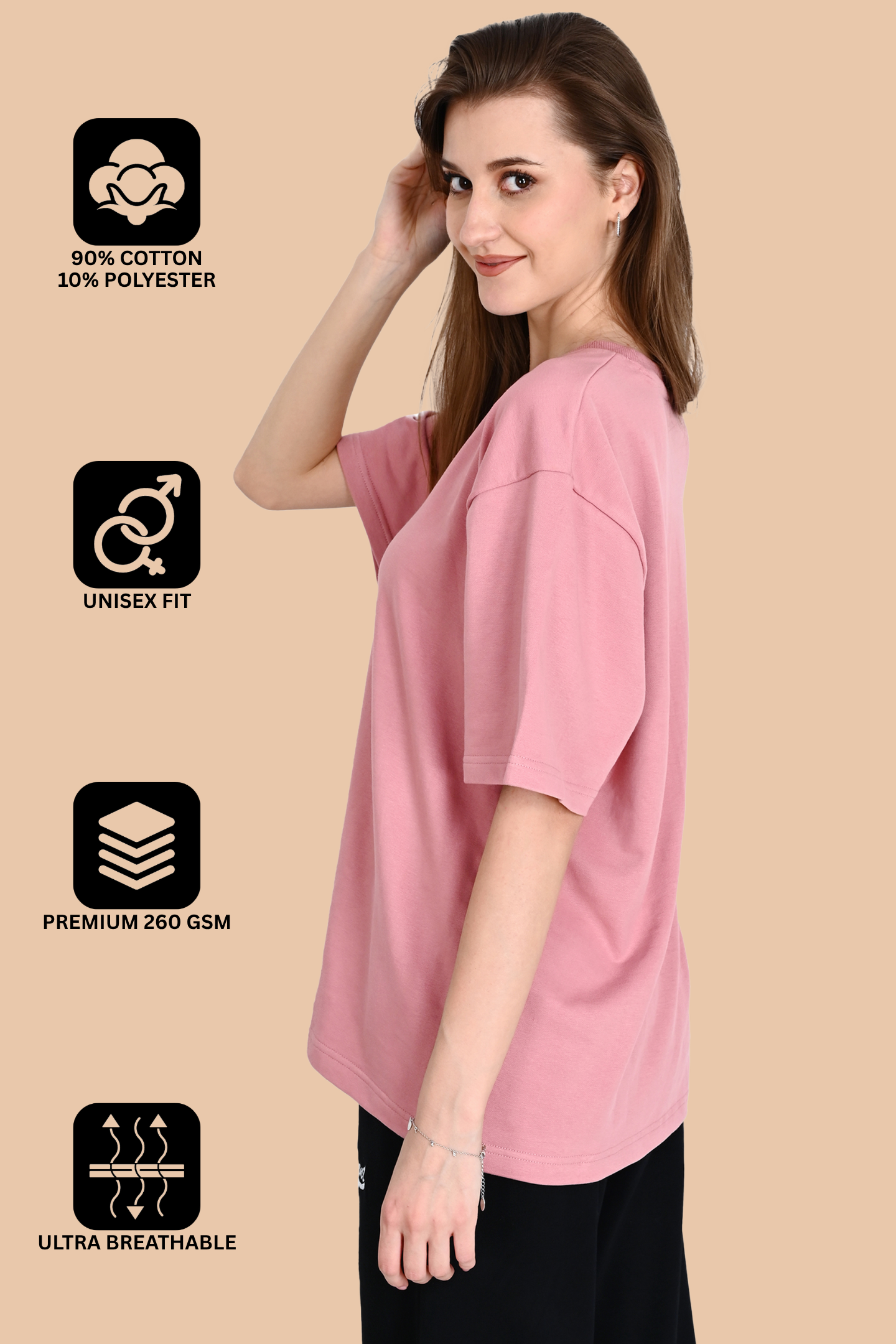 Flamingo Pink Unisex Oversized French Terry T-Shirt