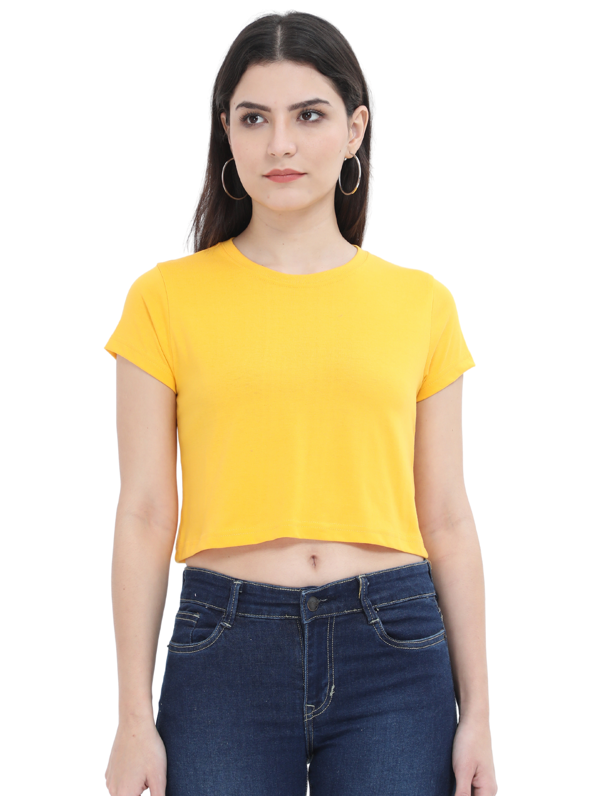 Golden Yellow Crop Tshirt for Women - BURBENT®