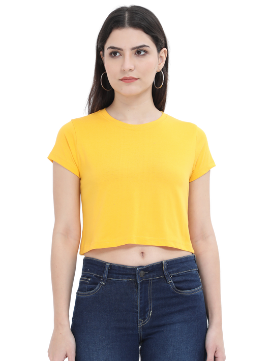Golden Yellow Crop Tshirt for Women - BURBENT®