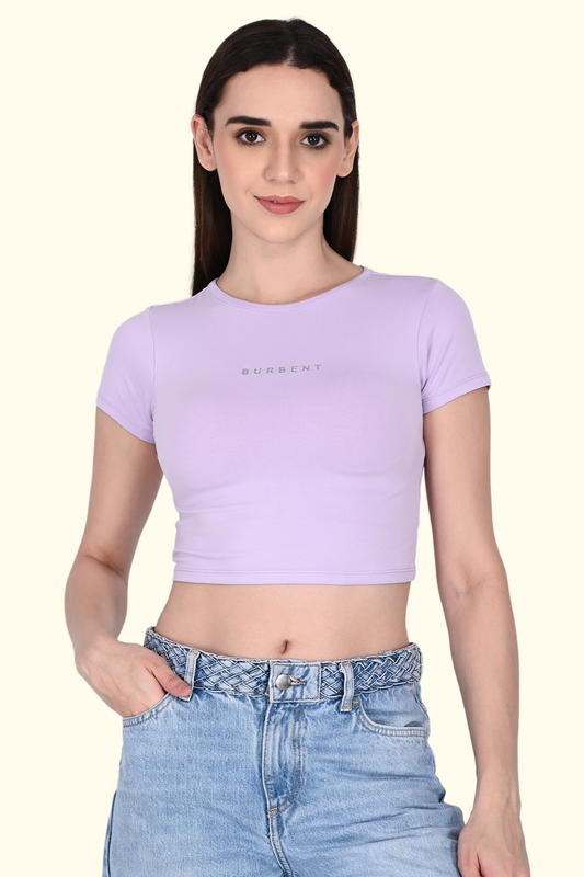 Lavender Fitted Crop Tee for Women