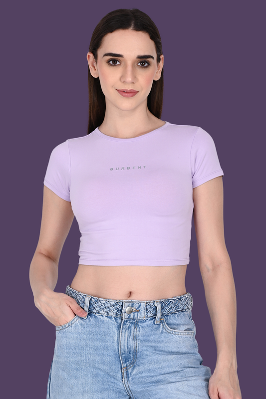Lavender Fitted Crop Tee for Women