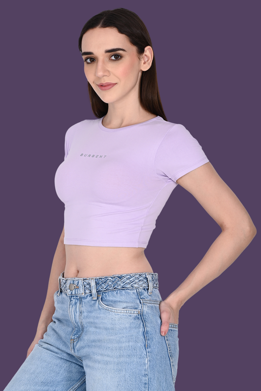 Lavender Fitted Crop Tee for Women